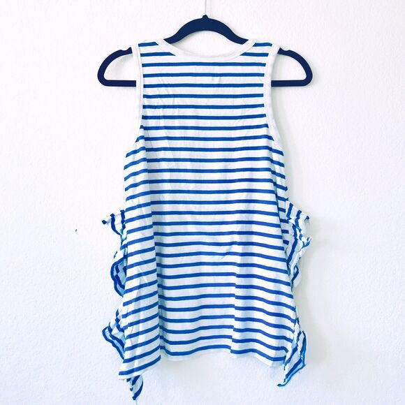 Current/Elliott Women Blue Cotton Stretch Striped Muscle Tank Top $128 - Picture 3 of 10